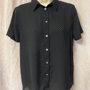 J. Crew Black Polka Dot Women's Button Down Shirt